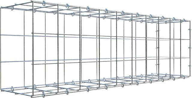 Gabiona C-Ring Anbaukorb Typ 2 in Silbergrau, Maschenweite 10 x 10 cm, B/T/H: 30 x 100 x 20 cm - Bild 1
