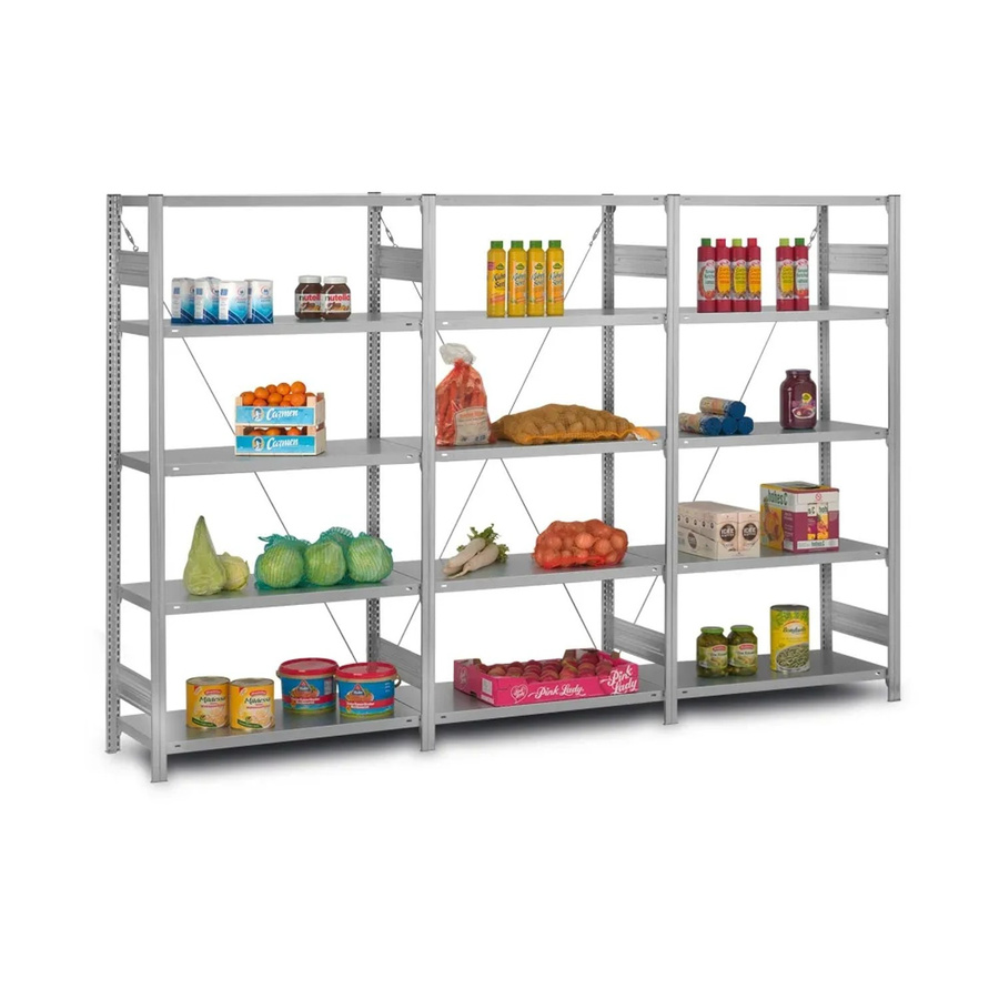 PROREGAL Edelstahlregal Stecksystem T-Profil mit 6 Ebenen, Farbe Silber, H x B x T: 250 x 100 x 80 cm - Bild 2