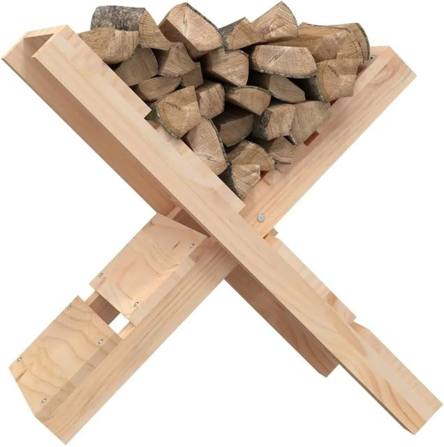 vidaXL Kaminholzhalter aus Massivholz Kiefer in Braun, B/T/H: 47 x 39,5 x 48 cm - Bild 1