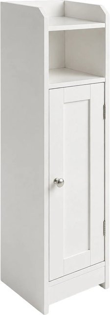 Relaxdays Badezimmerschrank aus MDF in Weiß, schmaler Wandmontage-Schrank mit verstellbaren Regalböden und Antikippvorrichtung - Bild 1