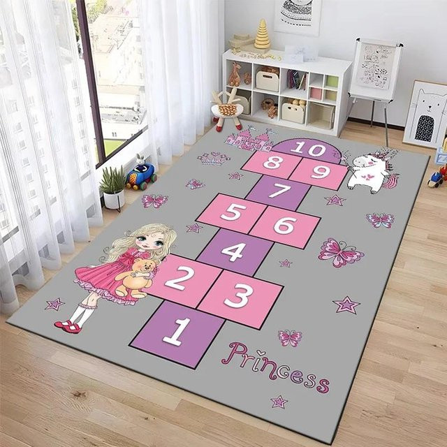 UQIDEHOME Kinder Teppich mit Cartoon-Zahlenspiel für das Kinderzimmer und Schlafzimmer, Mehrfarbig, B/T: 80 x 140 cm - Bild 1