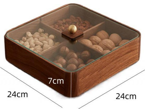 Massivholz-Schubladenfach-Box für Snacks und Süßigkeiten in Braun mit abgerundeten Ecken - Bild 1