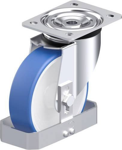 Blickle L-POTHs 160G-FS Stahlblech-Lenkrolle in Blau mit 160 mm Rad-Durchmesser und 400 kg Tragfähigkeit - Bild 1