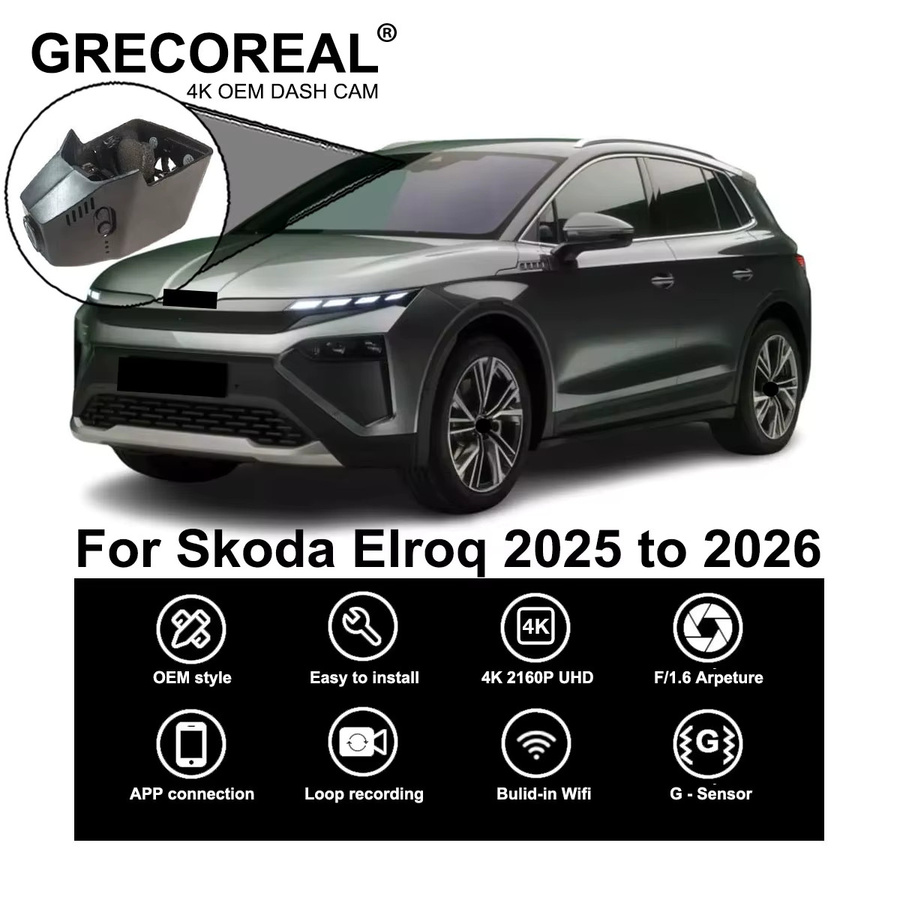 GRECOREAL 4K Dash Cam Dual Kamera Set mit WiFi und APP Steuerung in Schwarz - Bild 5