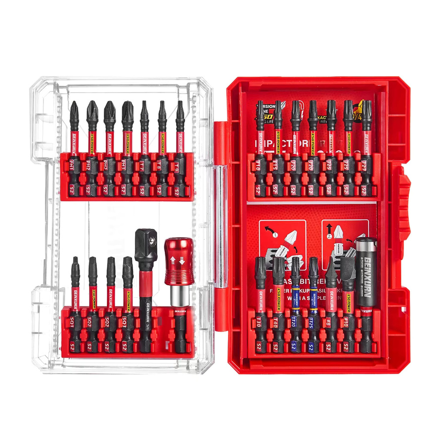 Geinxurn 27-teiliges Schlagschrauber-Bit-Set aus S2-Stahl in Rot mit robustem Gehäuse - Bild 6