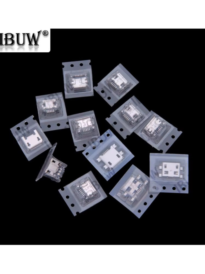 12values 12 Stück Micro-USB-5P-Buchsenstecker aus Vollkupfer in Silber - Bild 2