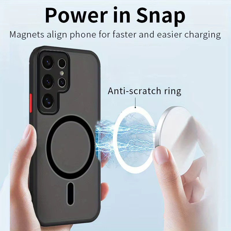 Matte Schutzhülle für Samsung Galaxy S26 S25 S24 S23 S21 S20 FE Plus Ultra mit Magnetfunktion und Stoßfestem Vollschutz in Schwarz - Bild 3