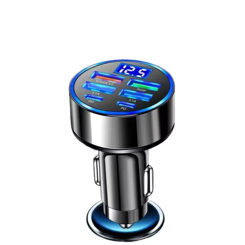 UYUXIO 6-in-1 USB-C Autoladegerät Adapter mit Voltmeter und Spannungsanzeige für iPhone und Samsung - Bild 7
