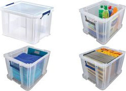 Fellowes ProStore Aufbewahrungsboxen 3er-Set, 36 Liter, transparent klar - Bild 1