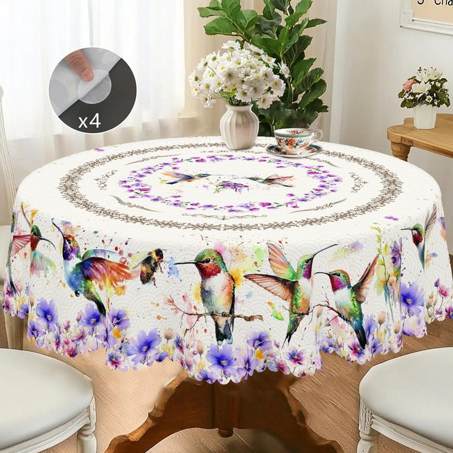 JINGYUE Pet Weihnachts-Tischdecke im Vintage-Bauernhaus-Stil mit Weihnachtsmann, Rentier und Weihnachtsbaum, wasserabweisend, Polyester, Mehrfarbig, B: 140 cm, L: 180 cm - Bild 1
