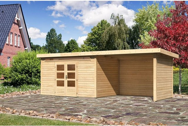 Karibu Holz-Gartenhaus Kumla 7 in Natur mit Pultdach und modernem Design, B/T: 360 x 240 cm - Bild 1