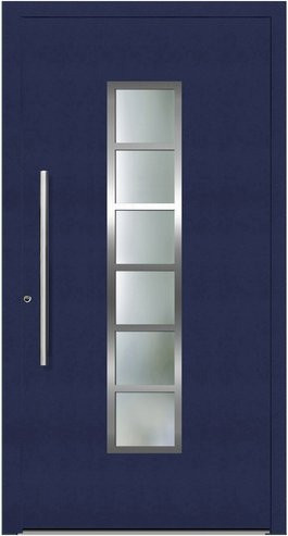 KNOCK Aluminium-Haustür Terra Nova in Stahlblau mit Glaseinsatz, moderne Ausführung, B/H: 110 x 210 cm - Bild 1