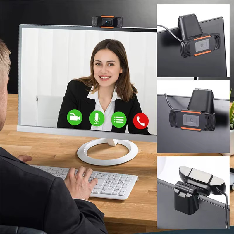 Clodrain Mini-Webcam Full HD 1080P USB-Kamera mit Mikrofon in Schwarz für PC und Laptop - Bild 2