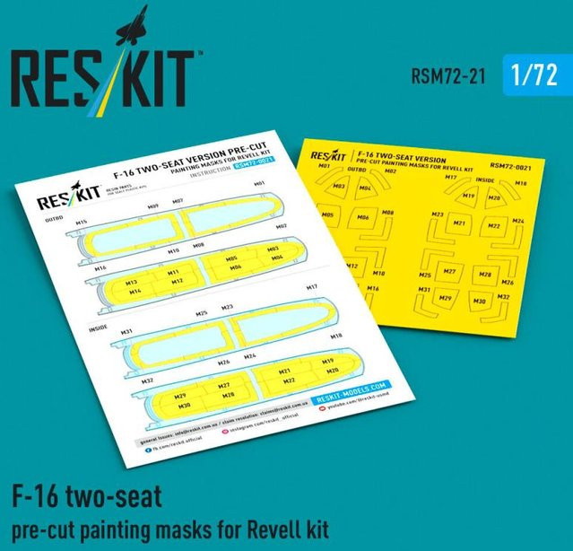 Revell F-16 two-seat, Pre-cut painting masks, 1:72, Zubehör - Bild 1