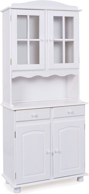 Inter Link Buffet im Landhausstil aus Kiefer Massivholz, 2-türig, Weiß, B/T/H: 198 x 43 x 43 cm - Bild 1