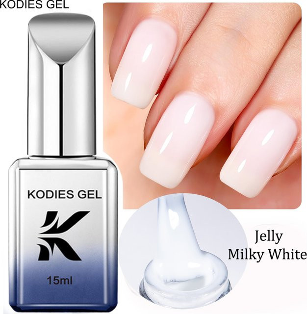 KODIES GEL Milky White Jelly Nagelgel, Semi Permanent, Glänzend - Bild 1