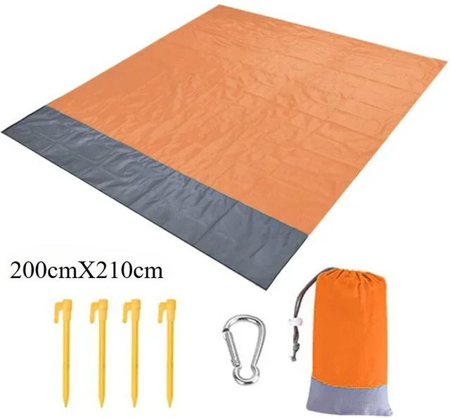 Sandfreie und wasserdichte Picknickmatte von CICI Global Home in Orange, B/B: 200 x 210 cm - Bild 1
