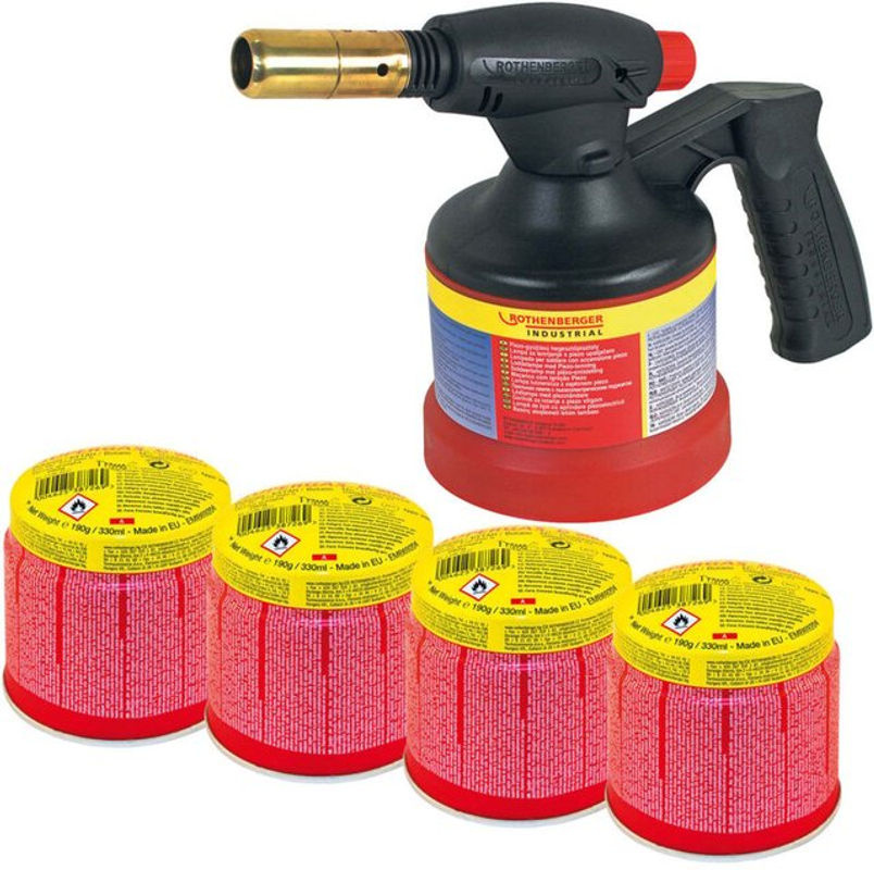 Rothenberger Industrial Lötlampe mit Piezozünder und Gaskartusche in Schwarz - Bild 2