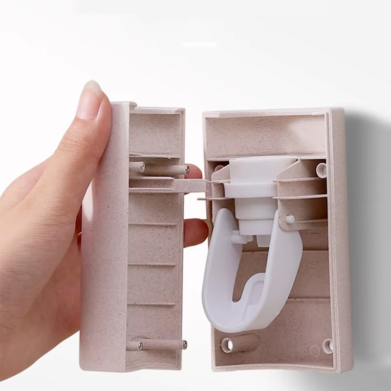 Ecoco Automatischer Zahnpastaspender und staubdichter Zahnbürstenhalter zur Wandmontage in Beige - Bild 4