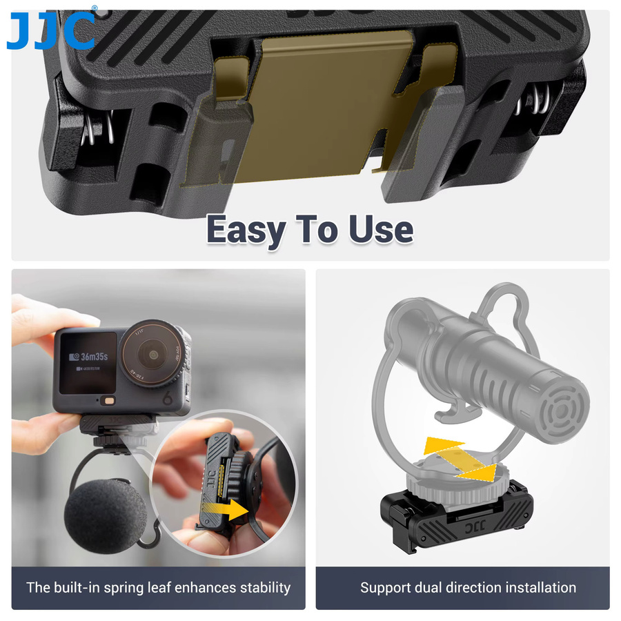 JJC Dual-Direction Schnellwechsel-Adapterhalterung für DJI Osmo Action 6 Nano in Schwarz mit LED-Unterstützung - Bild 3