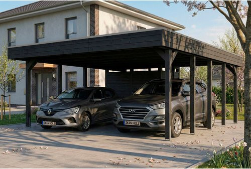 SKANHOLZ Carport Friesland mit Abstellraum aus Fichte in Anthrazit, B/T: 546 x 708 cm - Bild 1