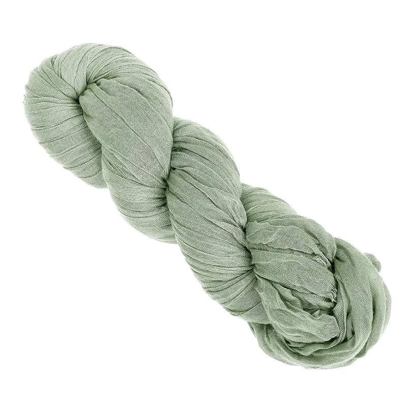 Boho Tischläufer aus Gaze in Dusty Salbei Grün für Hochzeit und Party, Länge: 304,8 cm - Bild 3