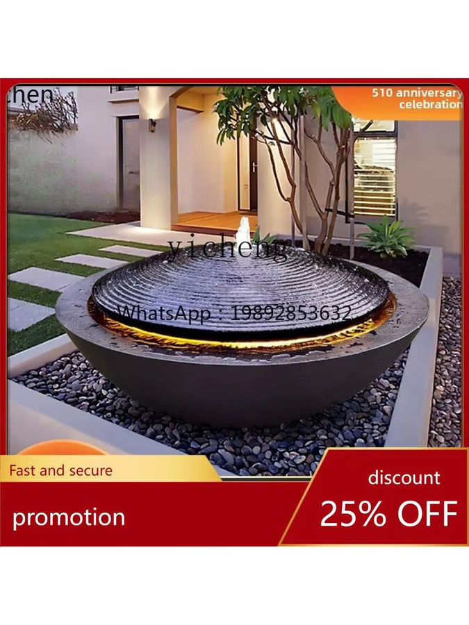 YFY Springbrunnen-Wasserspiel als modernes Gartenornament in runder Form, B/T/H: 60 x 25 x 60 cm - Bild 5