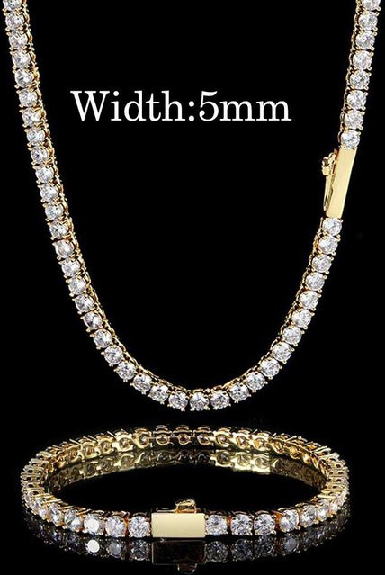 Tenniskette Kupfer, Weiß, Diamant, Zirkonia, 40cm, Unisex - Bild 1