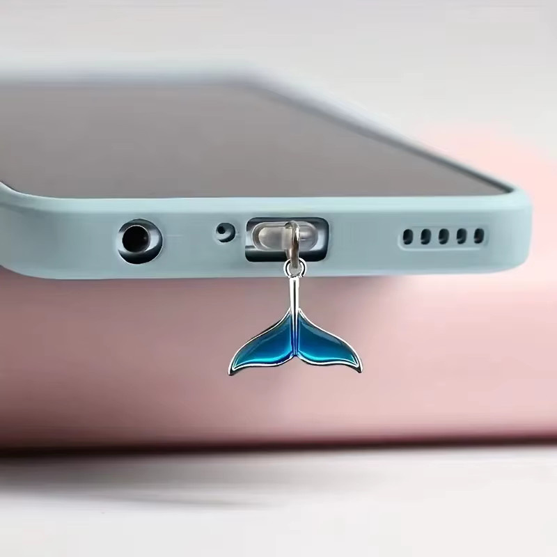 Blauer Fischschwanz Staubschutz für Mobiltelefone mit USB-C Schnittstelle - Bild 2