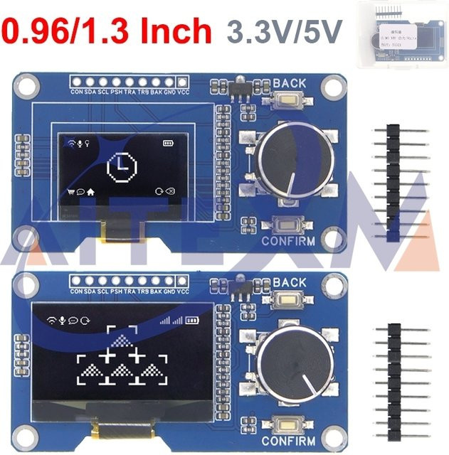 YANXD OLED-Display mit EC11-Drehgebermodul in Weiß und Blau, 0,96 Zoll und 1,3 Zoll, IIC-Schnittstelle, 3,3 V/5 V - Bild 1
