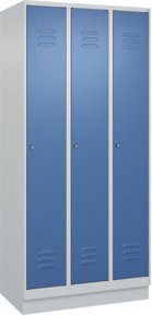 C+P Spind Classic PLUS Garderobenschrank mit 3 Abteilen, Sockel, Zylinderschloss, 4 Garderobenhaken und mittiger Trennwand, H: 195 cm, B: 90 cm, T: 50 cm - Bild 1