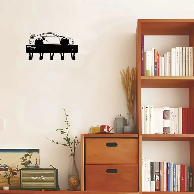 CIFBUY Sportwagen Wandkunst aus Metall in Schwarz zur Dekoration für Kinderzimmer und Wohnzimmer - Bild 3