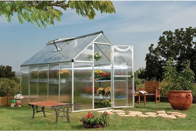 CANOPIA by PALRAM Gewächshaus Mythos Silber mit Fundamentrahmen aus Aluminium und Polycarbonat-Verglasung, 5,7 m² - Bild 1