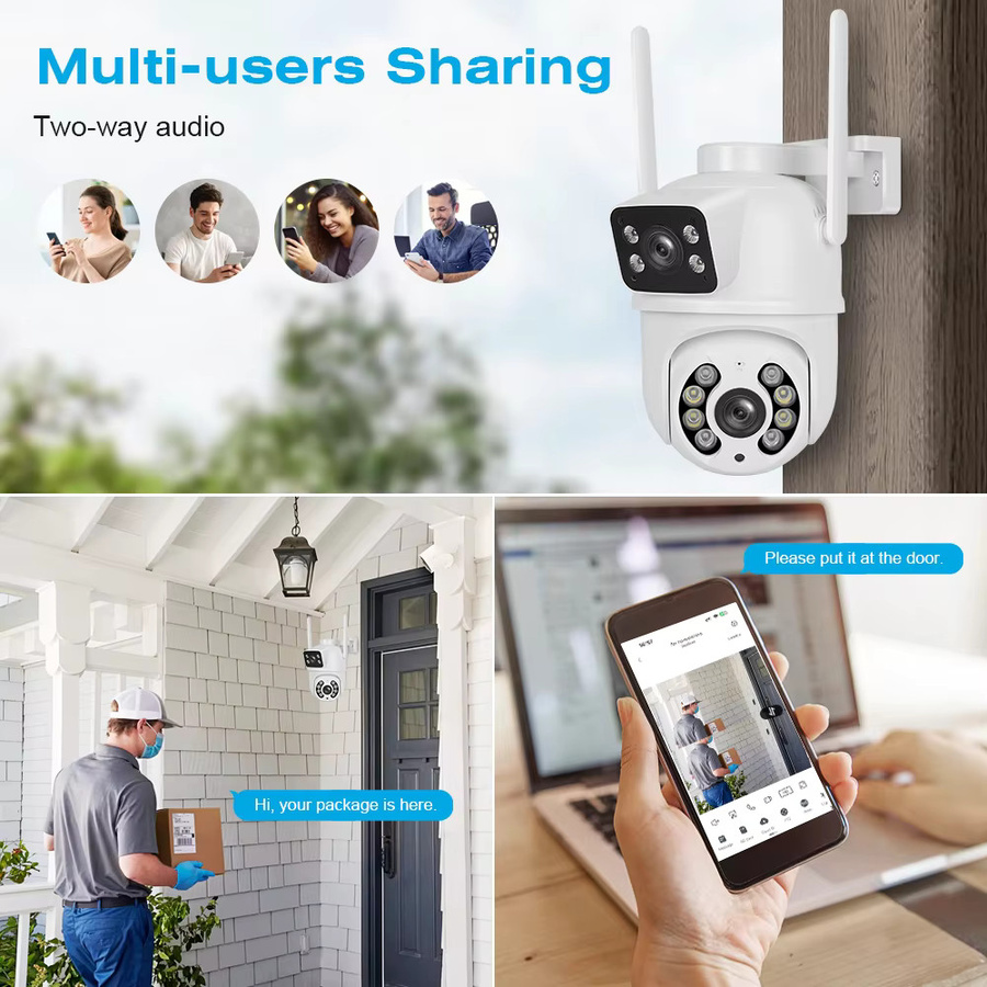 ziicam 4K 8MP Dual Lens PTZ Outdoor Sicherheitscamera mit Dual Screen, WLAN IP Kamera mit KI-Personenerkennung, Weiß - Bild 4
