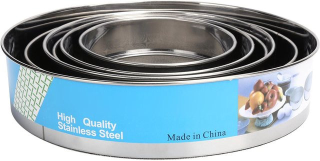 CosyHome 6er Set Feinmaschiges Mehlsieb aus Edelstahl in Silber und Blau, runde Form - Bild 1