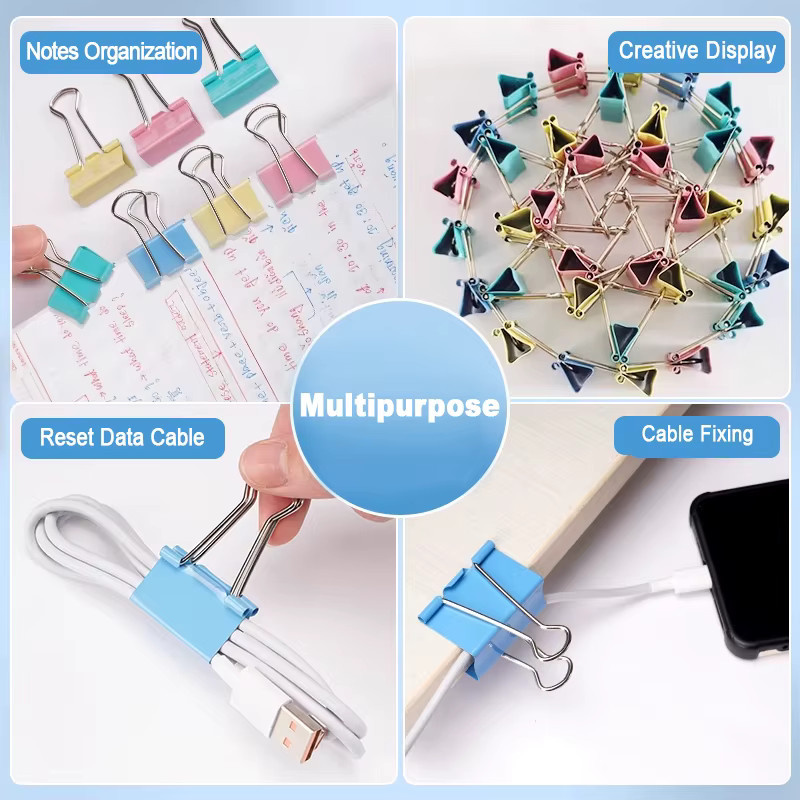 Bunter Metall-Büroclip mit langem Schwanz für Briefpapier und Dokumente, Multicolor - Bild 3