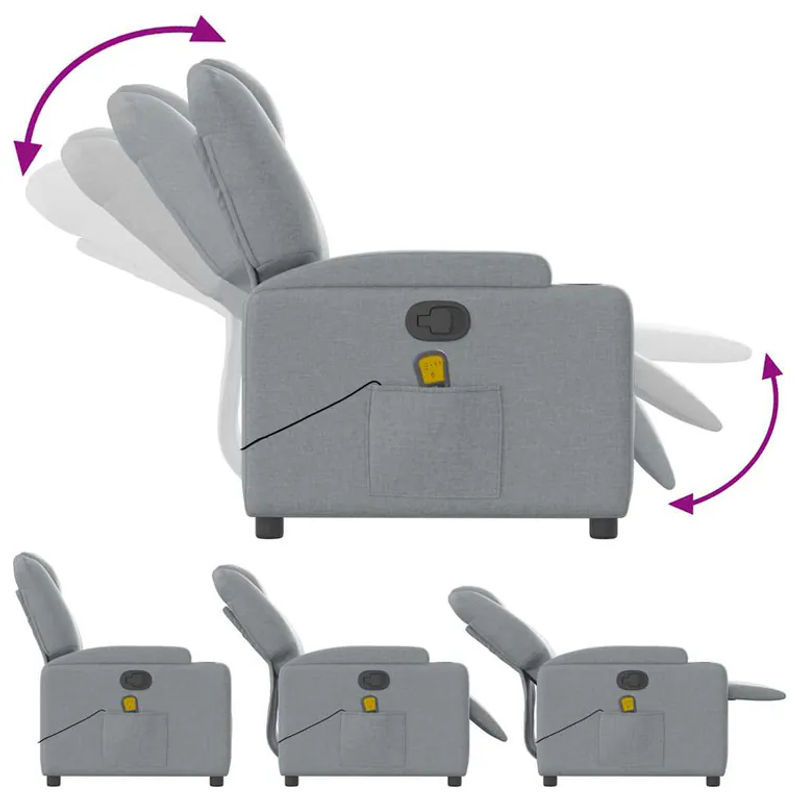 Vidaxl Ausklappbarer Massagesessel in Grau mit Stoffbezug und modernem Design - Bild 4