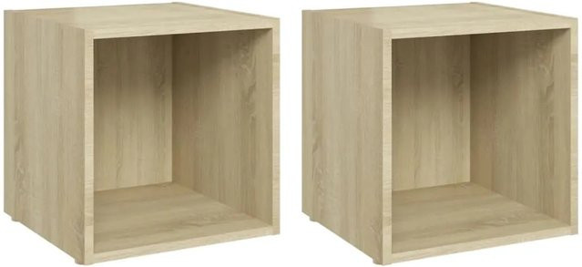 Set aus 2 vidaXL TV-Schränken in Sonoma Eiche, Farbe Beige/Braun, B/T/H: 37 x 35 x 37 cm - Bild 1