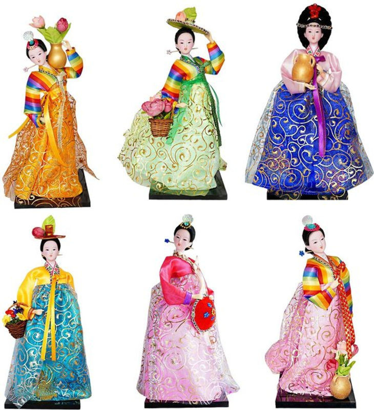 Kesoto Koreanische Geisha Figur in Hanbok mit floralem Design, mehrfarbig, Höhe: 30,48 cm - Bild 1