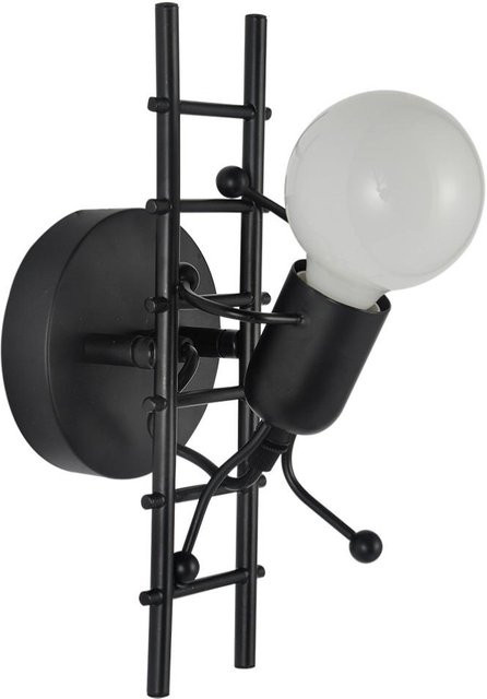 TOMTOP JMS Moderne Humanoide LED Wandleuchte aus Metall in Schwarz für das Schlafzimmer oder Kinderzimmer mit E27 Fassung - Bild 1