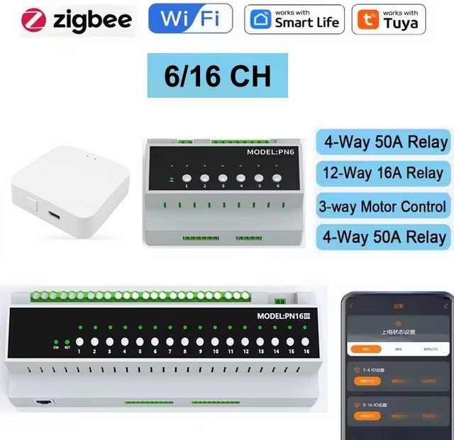 MAKERIGH Tuya Smart WiFi Zigbee Relais Schalter Modul in Weiß mit Trockten Kontakten für 110V-240V - Bild 1