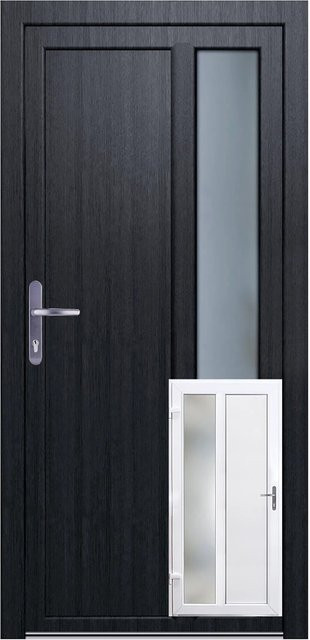 Panto Nebeneingangstür K511 DIN L mit Glaseinsatz, modern, innen weiß / außen anthrazit, B: 98 cm, H: 198 cm - Bild 1