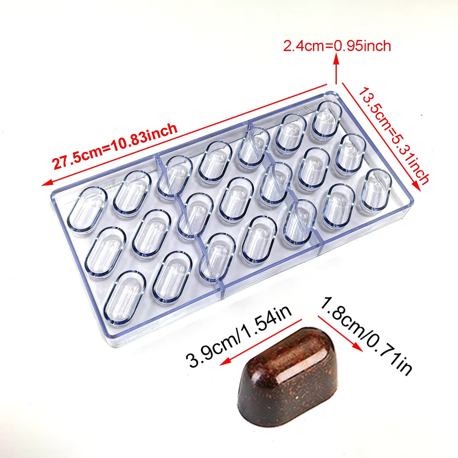 ALICAKE Schokoladenform aus Polycarbonat in ovaler Kapselform, transparent - Bild 3