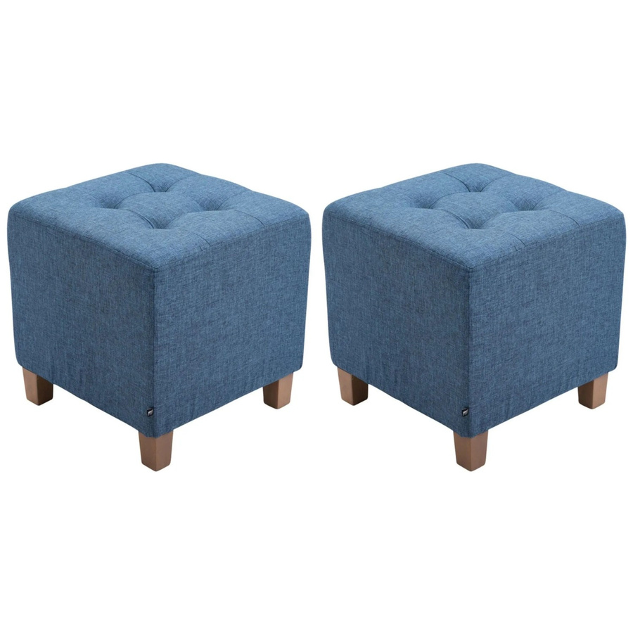 DELUKE 2er Set Sitzhocker CELIS Polsterhocker aus Stoff in Blau, B/T/H: 45 x 45 x 46 cm - Bild 2