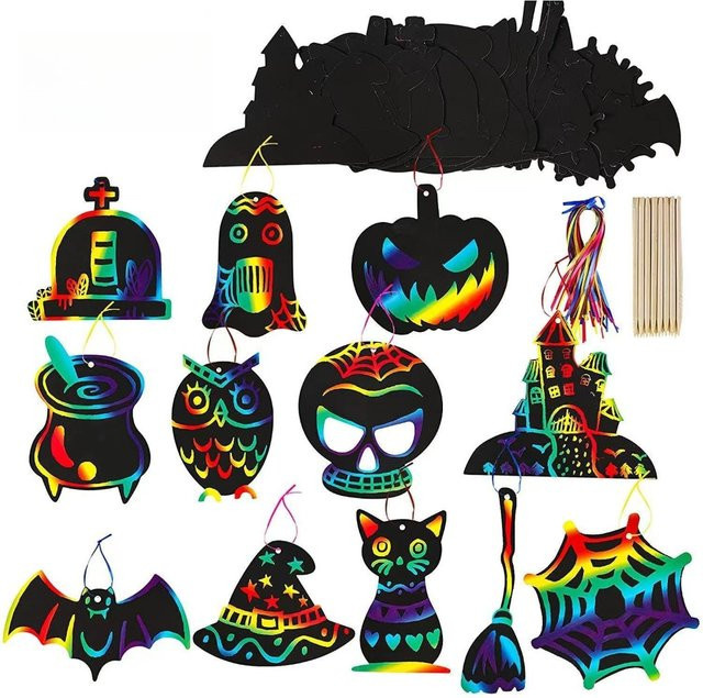 Handgemachte DIY-Lesezeichen zum Selbstgestalten mit Rubbelbilder-Motiven, Multicolor, 12 Stück - Bild 1