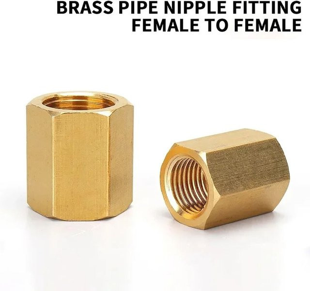 Messing Hex Kupplung Koppler Anschluss Adapter mit BSP Innengewinde für Wasser, Kraftstoff und Gas, Farbe: Gold - Bild 1
