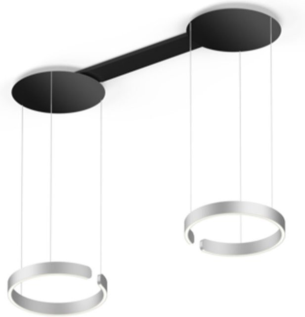 Occhio Mito sospeso due LED-Pendelleuchte in Schwarz matt und Silber matt mit 40 LEDs und Occhio air Modul zur Tischbeleuchtung - Bild 1