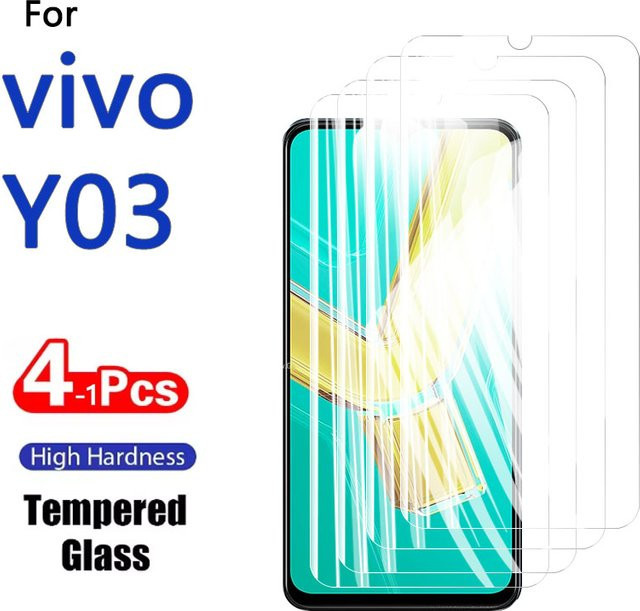 Set aus HD-Displayschutzfolien aus gehärtetem Glas für Vivo Y03, 6,56 Zoll, transparent und kratzfest - Bild 1