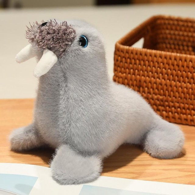 Kawaii Mini Cartoon Meerestiere Plüschtiere, Seelöwe Robbe Seepferdchen Delfin, ab 14 Jahren - Bild 1