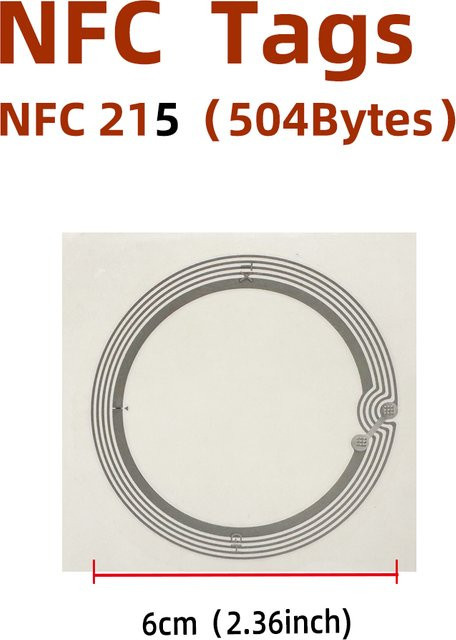 Guang Hongrun NFC-Chip-Aufkleber Ntag215 213 Großformatig mit Website-Link und Musikwiedergabe, Anti-Metall-Tag, Durchmesser: 60 mm - Bild 1